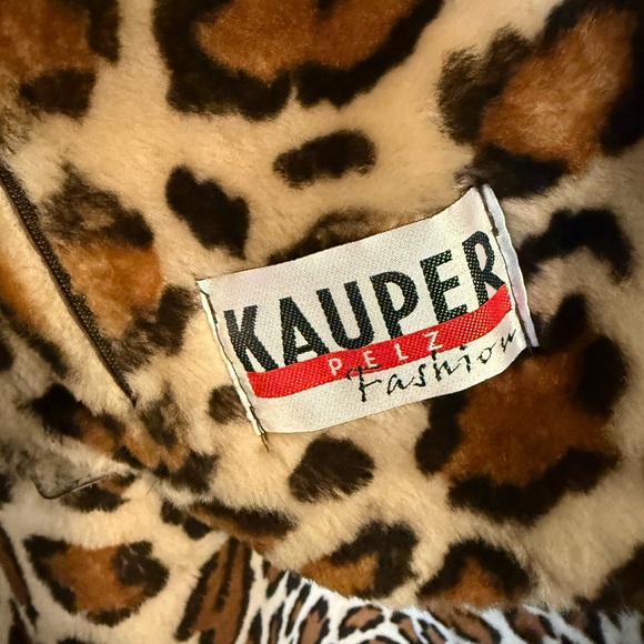 Vintage brown lamb leather leopard women’s jacket reversible - size 40 medium - Picture 4 of 8